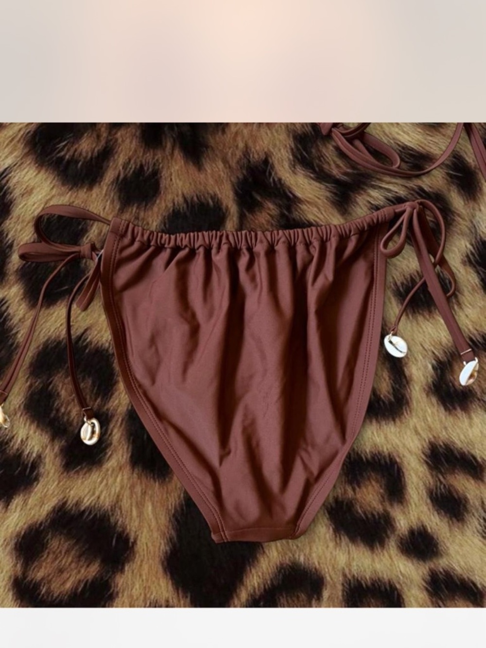 Brown Shell-Trim Triangle Bikini - Picture 5 of 6